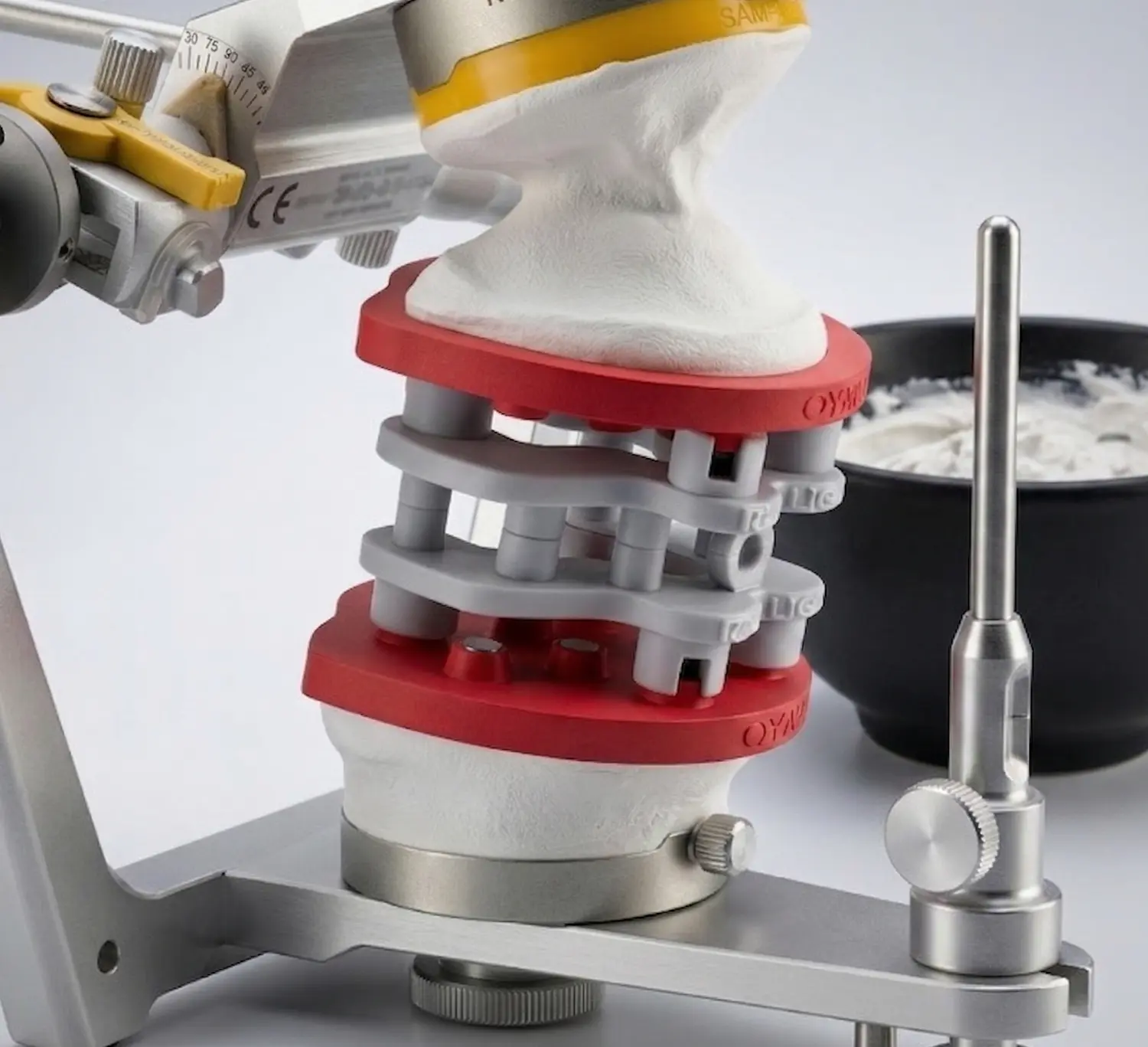 Flex plate bonded with plaster to articulator